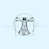 Vitruvian Man Temporary Tattoo - Set of 3