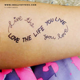 Live The Life You Love Infinity Temporary Tattoo (Set of 3)