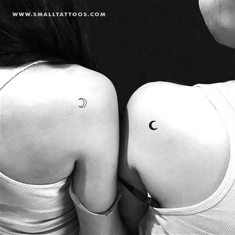 Matching Crescent Moon Temporary Tattoo (Set of 3+3)