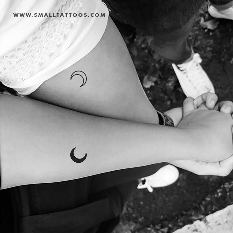 Matching Crescent Moon Temporary Tattoo (Set of 3+3)