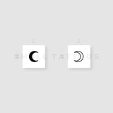 Matching Crescent Moon Temporary Tattoo  (Set of 3+3)