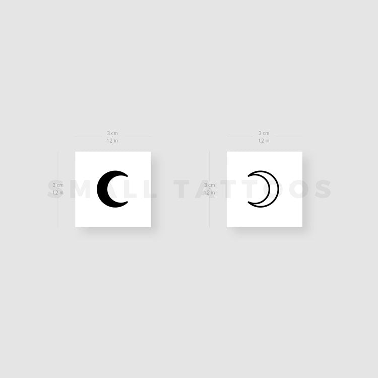 Matching Crescent Moon Temporary Tattoo  (Set of 3+3)
