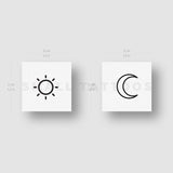 Matching Sun And Moon Temporary Tattoo (Set of 3+3)