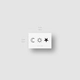 The black star, and crescent and sun outlines temporary tattoo.