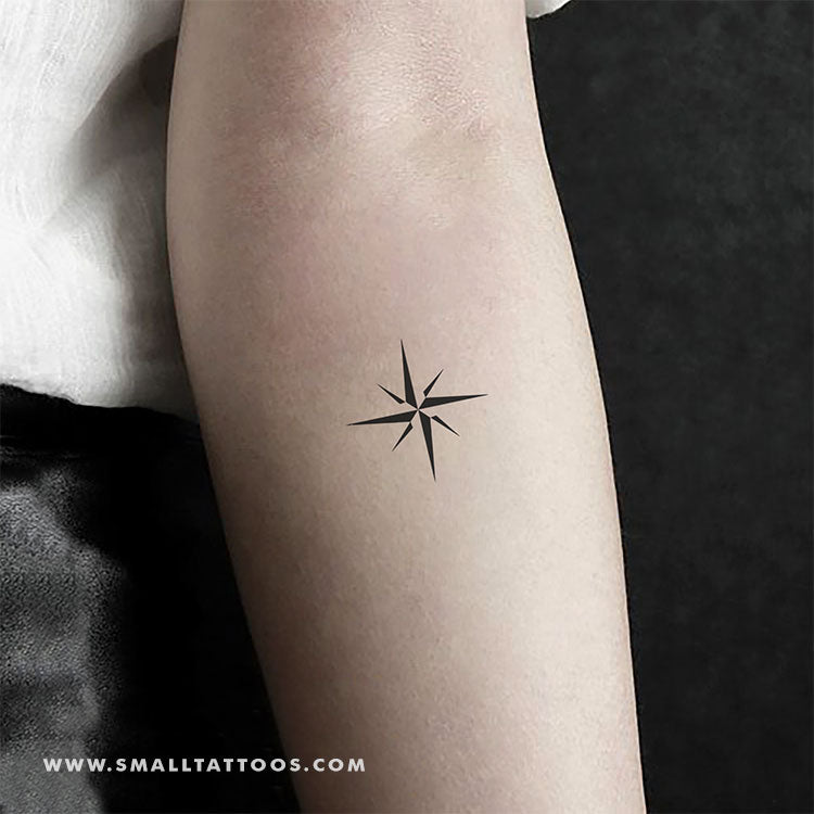 Minimalist Compass Temporary Tattoo (Set of 3)