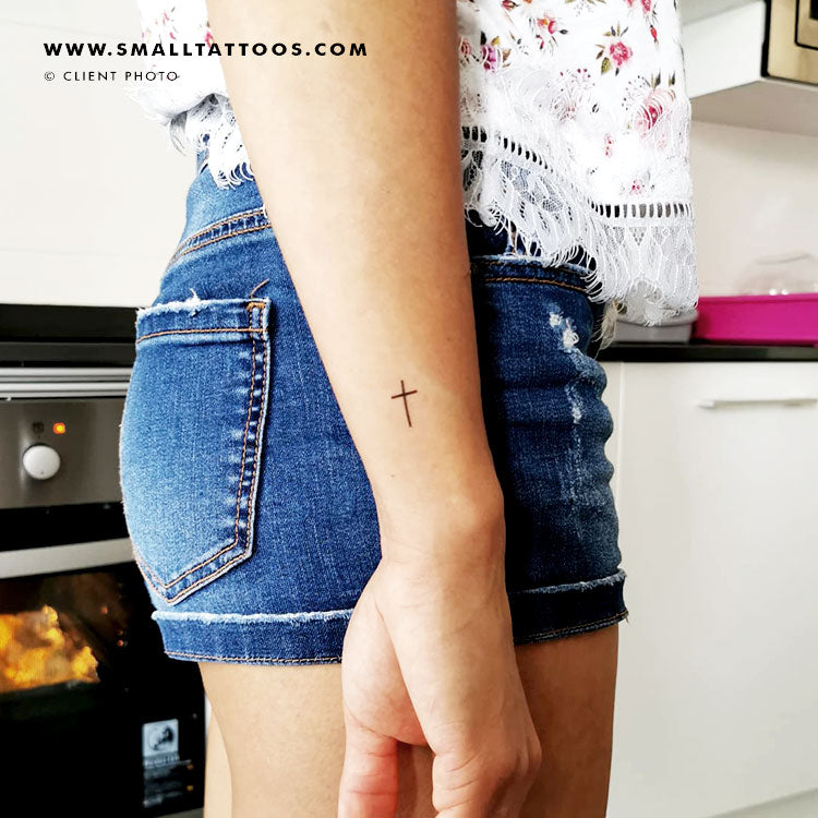 Tatuaje temporal de cruz minimalista (juego de 3)