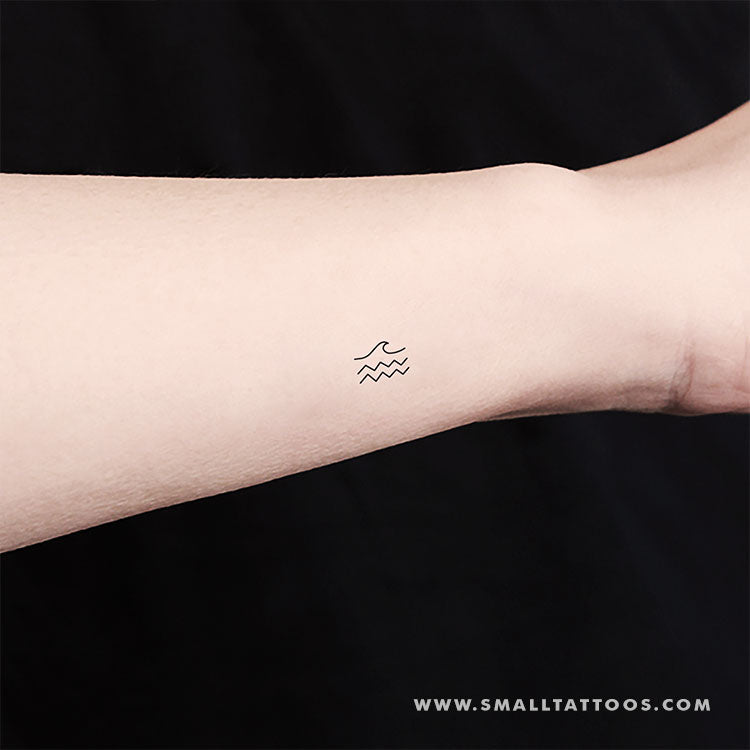 Tatuaje temporal minimalista de mar (juego de 3)