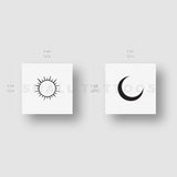 Minimalist Matching Sun And Moon Temporary Tattoo (Set of 3+3)