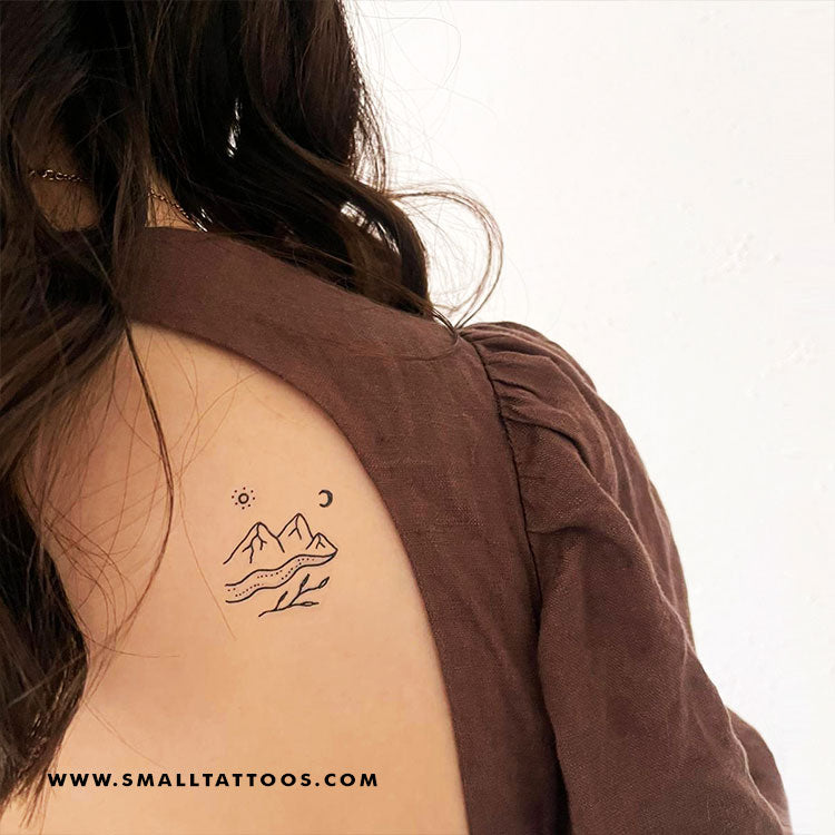 Mountain River Temporary Tattoo by Tukoi (Set of 3) Small Tattoos