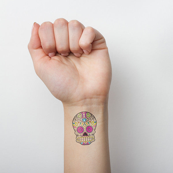 Tatuaje temporal de calavera de azúcar (juego de 3)