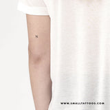 N Uppercase Serif Letter Temporary Tattoo (Set of 3)