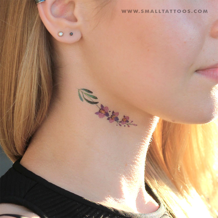 Purple Orchid Temporary Tattoo By Lena Fedchenko (Set of 3)