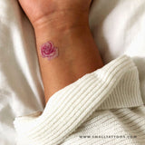 Pink Rose Head Temporary Tattoo by Mini Lau (Set of 3)