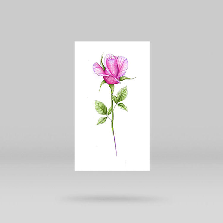 Tatuaje temporal de rosa rosa de Mini Lau (juego de 3)