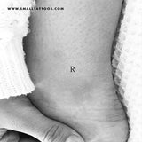 R Uppercase Serif Letter Temporary Tattoo (Set of 3)