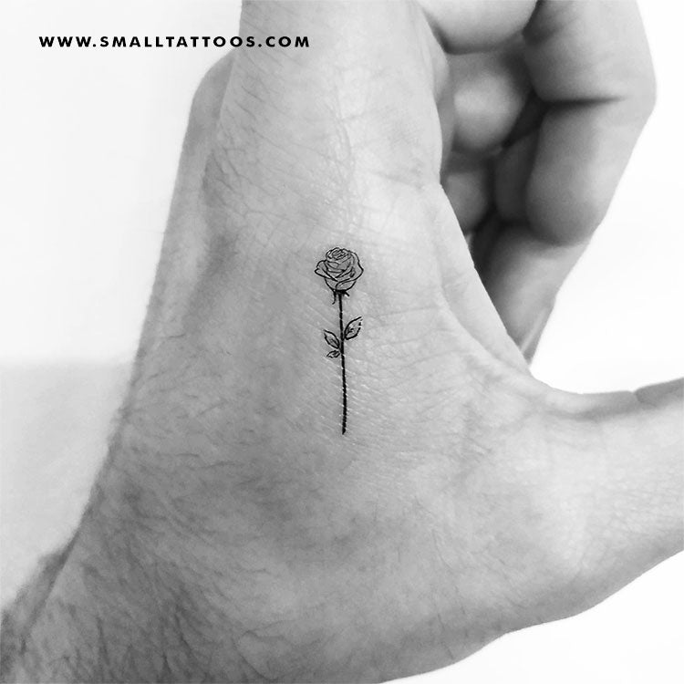 Tatuaje temporal de rosa con líneas finas pequeñas (juego de 3)