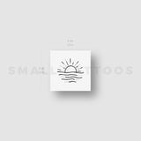 Fine Line Beach Sunset Temporary Tattoo (Set of 3)