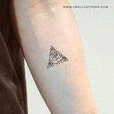 Fine Line Rose Triangle Temporary Tattoo (Set of 3)