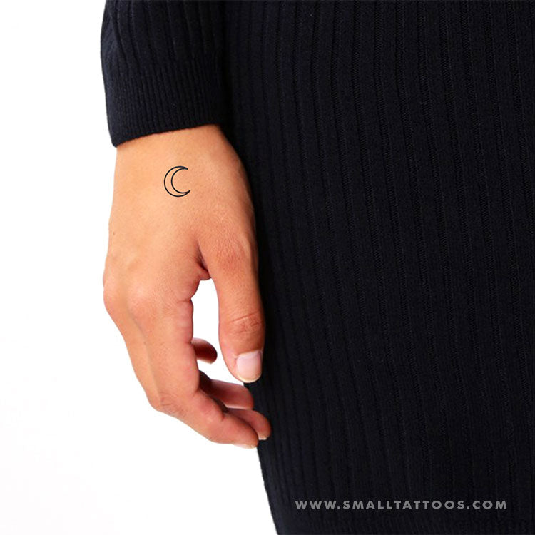 Crescent Moon Outline Temporary Tattoo (Set of 3)