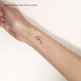 Minimalist Sun and Wave to the Left Temporary Tattoo (Set of 3)