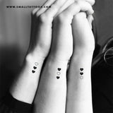 Vertical Matching Hearts Temporary Tattoo (Set of 3x3)