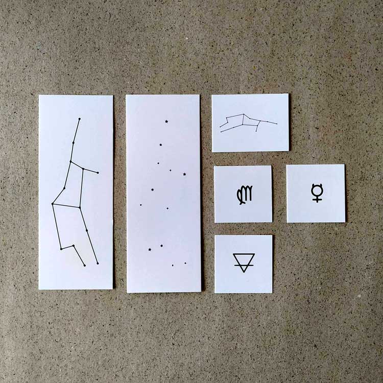 Virgo Astrology Symbols Temporary Tattoo Set