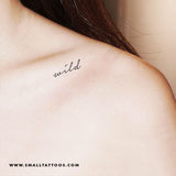 Handwritten 'Wild' Temporary Tattoo (Set of 3)