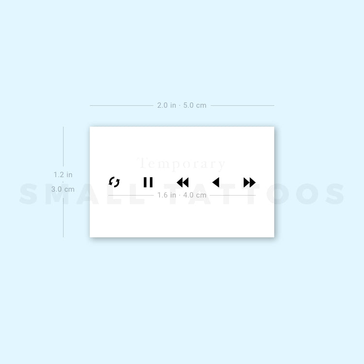 Music Media Controls Temporary Tattoo (Set of 3)