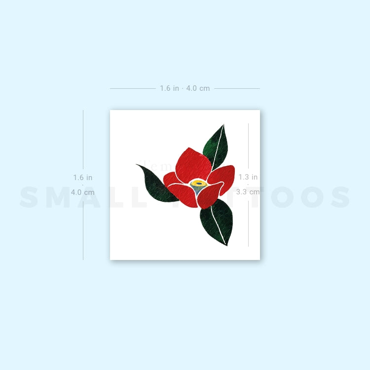 Red Camellia Temporary Tattoo by Zihee (Set of 3)