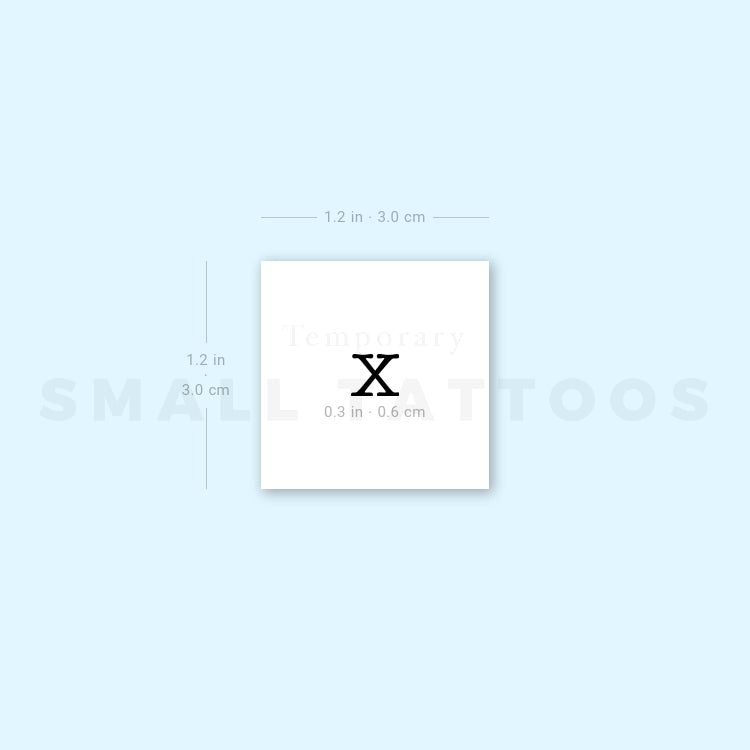 X Uppercase Typewriter Letter Temporary Tattoo (Set of 3)