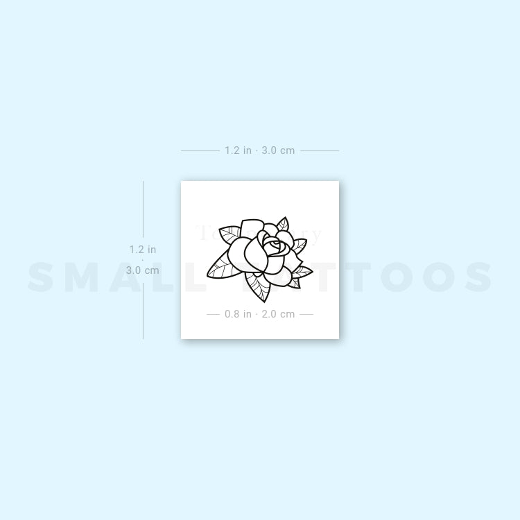 Rose Head Outline Temporary Tattoo (Set of 3)