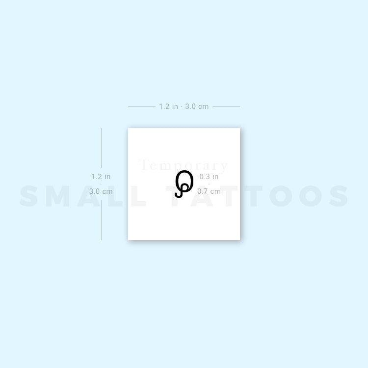 Q Uppercase Typewriter Letter Temporary Tattoo (Set of 3)