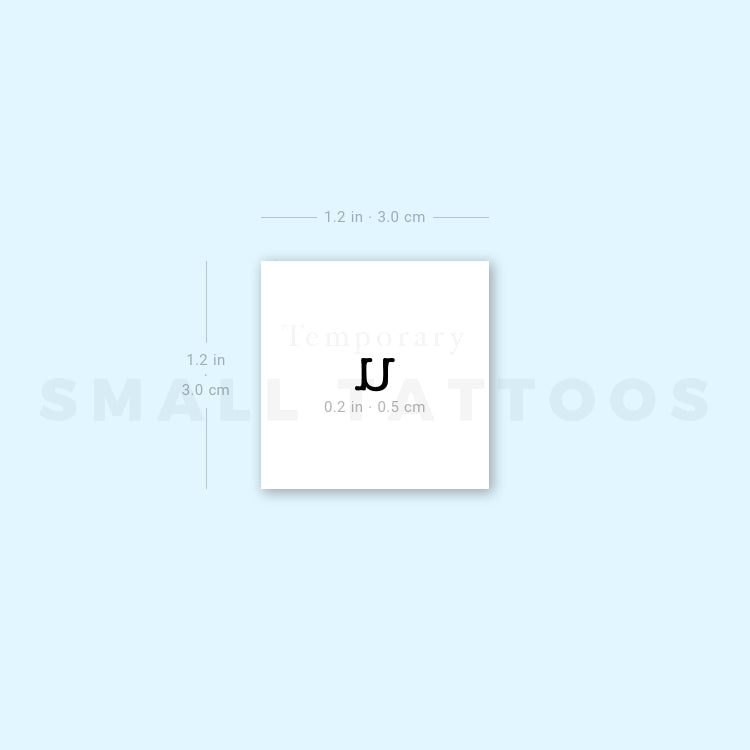 U Lowercase Typewriter Letter Temporary Tattoo (Set of 3)