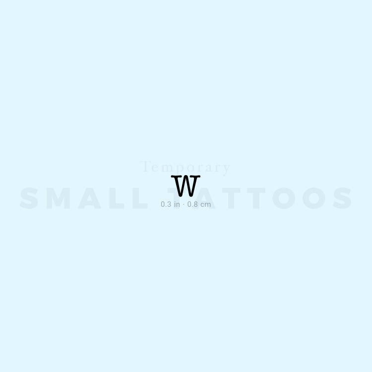 W Uppercase Typewriter Letter Temporary Tattoo (Set of 3)