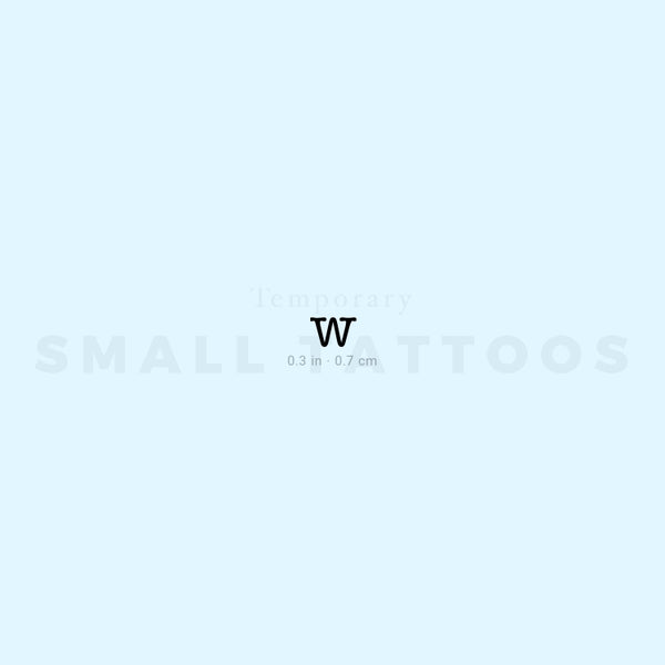 W Lowercase Typewriter Letter Temporary Tattoo (Set of 3)