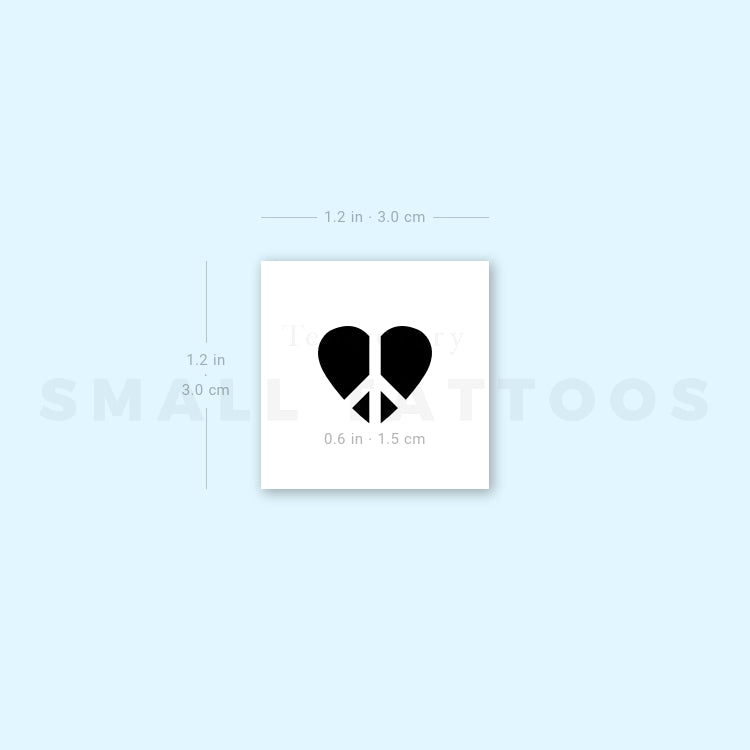 Negative Space Peace and Love Symbol Temporary Tattoo (Set of 3)