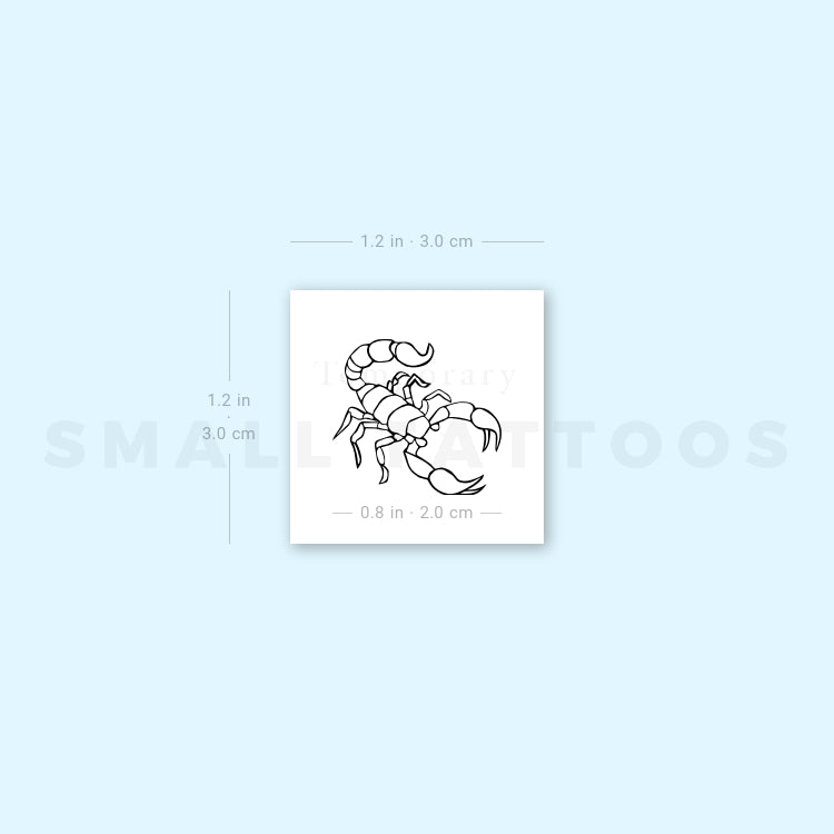 Tatuaje temporal de escorpión de línea fina (juego de 3)