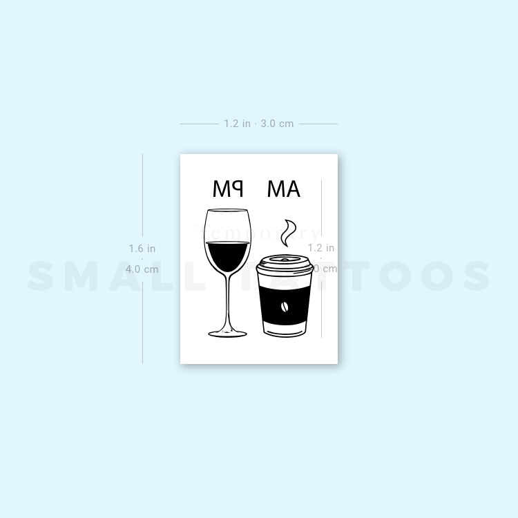 Coffee and Wine Temporary Tattoo (Set of 3)