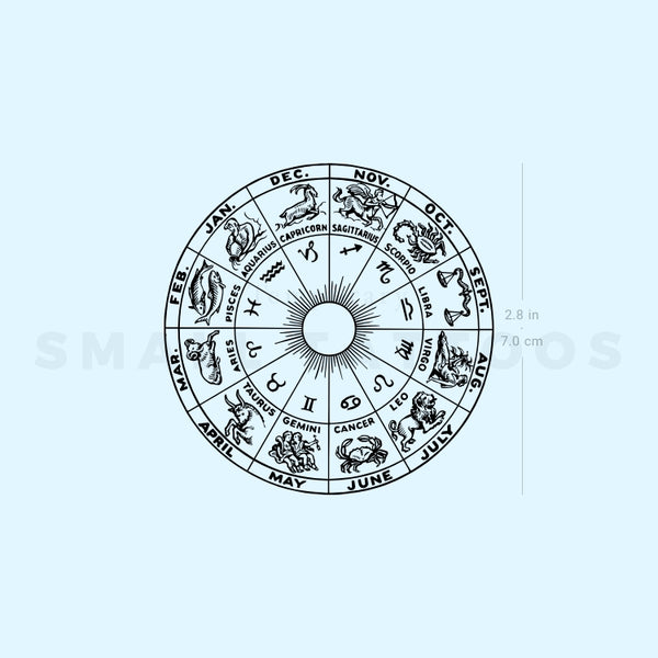 Zodiac Cross Temporary Tattoo (Set of 3)