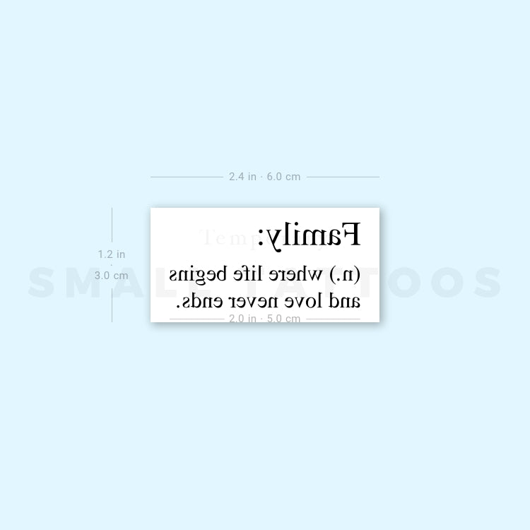 Tatuaje temporal con descripción del diccionario familiar (juego de 3)