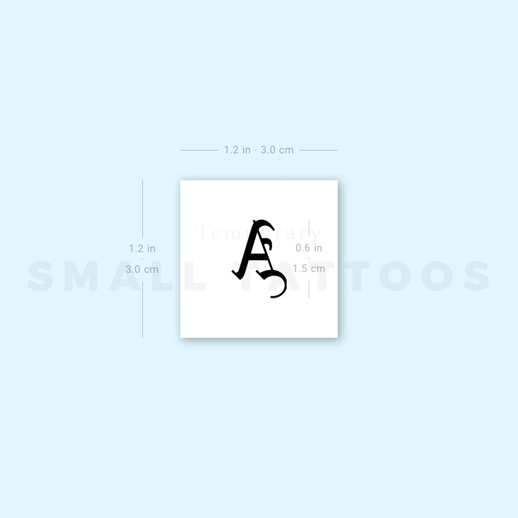 Gothic Style Uppercase A Letter Temporary Tattoo (Set of 3)