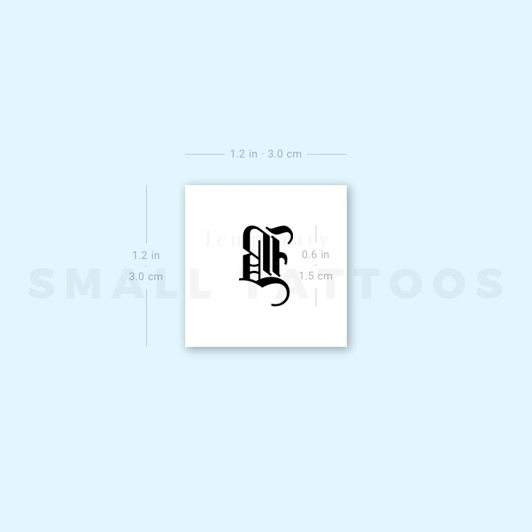 Gothic Style Uppercase B Letter Temporary Tattoo (Set of 3)