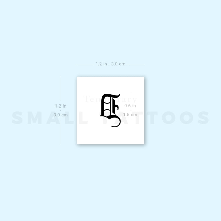 Gothic Style Uppercase D Letter Temporary Tattoo (Set of 3)