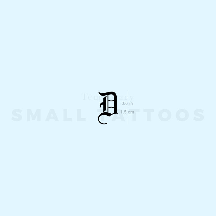 Gothic Style Uppercase D Letter Temporary Tattoo (Set of 3)