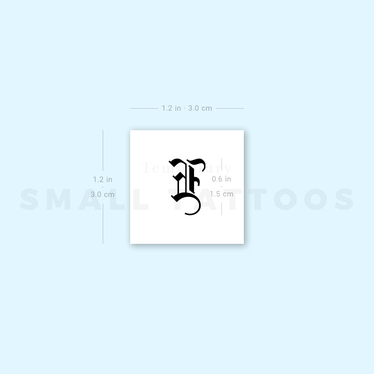Gothic Style Uppercase E Letter Temporary Tattoo (Set of 3)