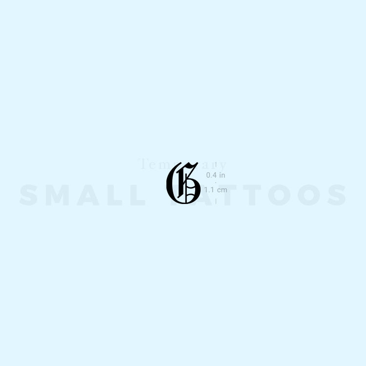 Gothic Style Uppercase G Letter Temporary Tattoo (Set of 3)