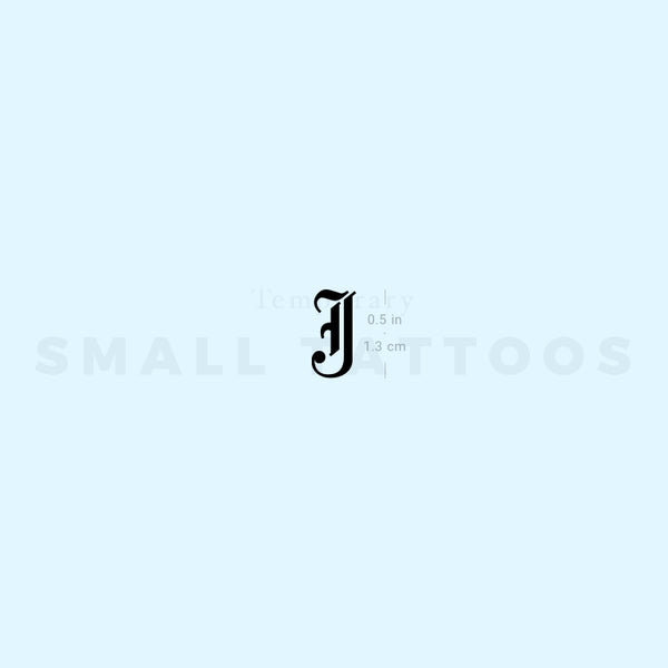 Gothic Style Uppercase J Letter Temporary Tattoo (Set of 3)