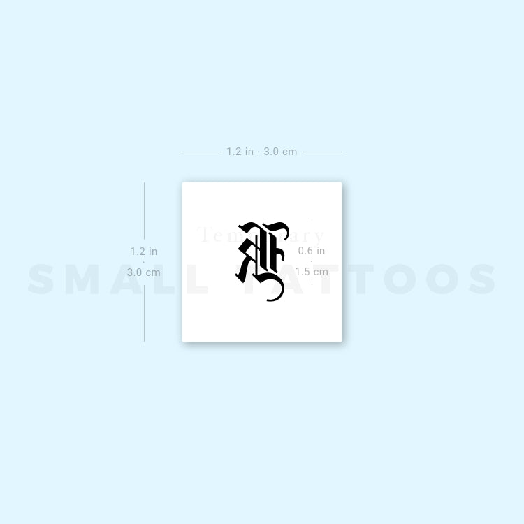 Gothic Style Uppercase K Letter Temporary Tattoo (Set of 3)