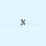 Gothic Style Uppercase N Letter Temporary Tattoo (Set of 3)