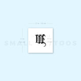 Gothic Style Uppercase W Letter Temporary Tattoo (Set of 3)